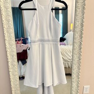 White Halter Dress with Lace Detail